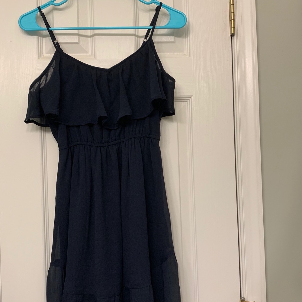Navy Abercrombie & Fitch Cold Shoulder Midi Dress
